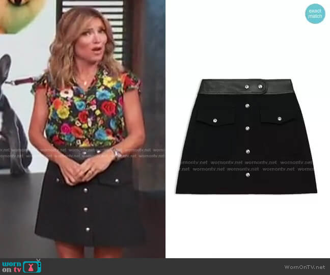 The Kooples Leather Waist Wool Skirt worn by Kit Hoover on Access Hollywood
