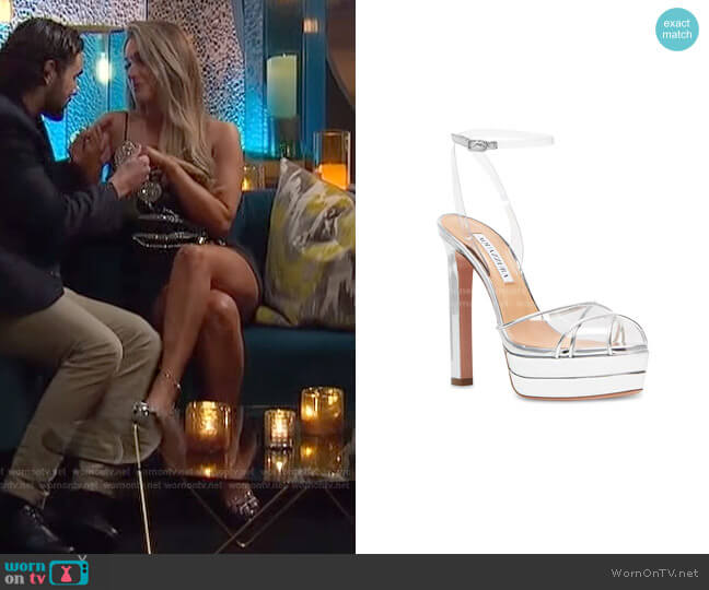 Aquazzura Lido Platform PVC Sandals worn by Rachel Recchia on The Bachelorette