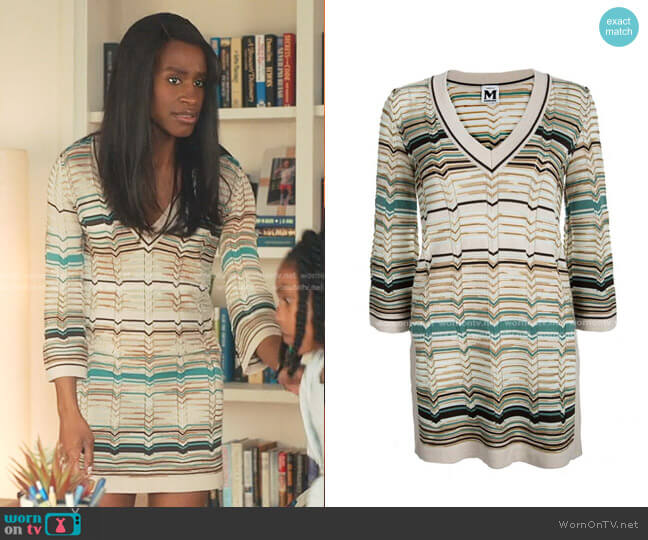 M Missoni Chevron Striped Knit Sweater Tunic worn by Jessie (Nneka Okafor) on Everythings Trash