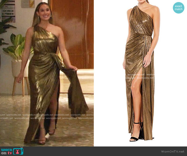 Mac Duggal One-Shoulder Grecian Gown worn by Rachel Recchia on The Bachelorette