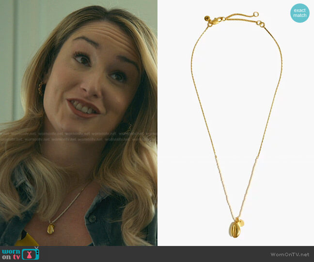 Madewell Cowrie Shell Seed Bead Necklace worn by Davia (Emma Hunton) on Good Trouble