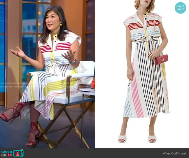 Marella Striped Midi Shirtdress worn by Juju Chang on Good Morning America