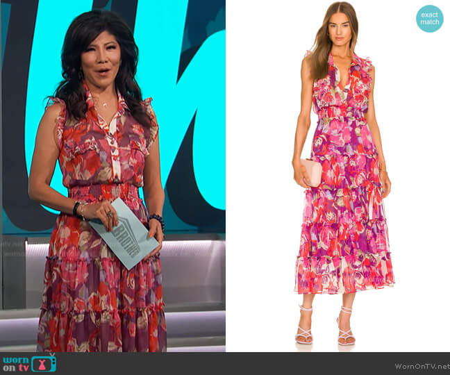 Misa Trina Sleeveless Floral Chiffon Maxi Dress worn by Julie Chen on Big Brother