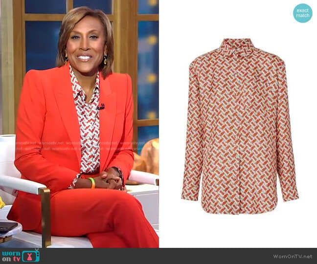 Burberry Monogram Print Shirt worn by Robin Roberts on Good Morning America