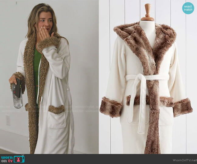 Pottery Barn Faux Fur Hooded Bath Robe worn by Naomie Olindo on Southern Charm