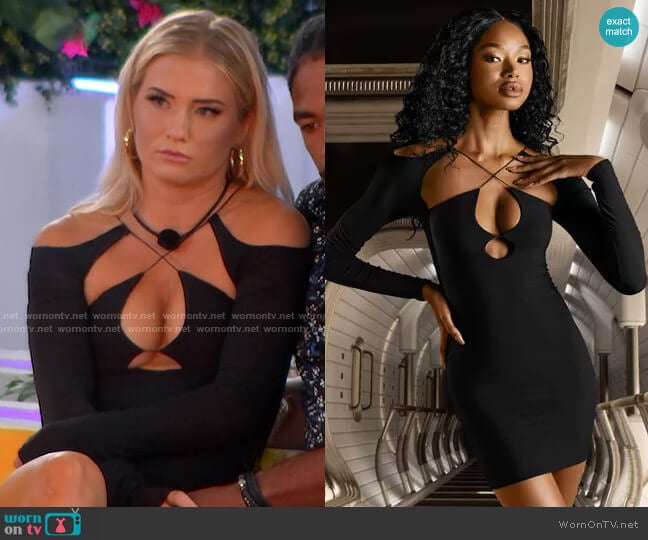 Oh Polly Hidden Secret Dress in Black worn by Deb Chubb on Love Island USA