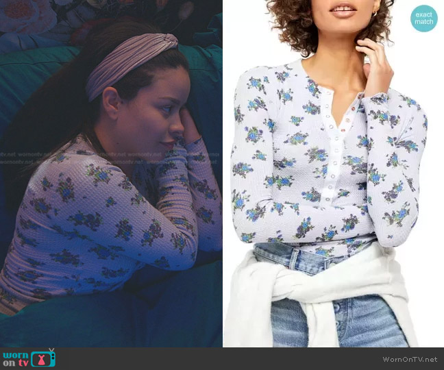 One of the Girls Floral Thermal Henley by Free People worn by Mariana Foster (Cierra Ramirez) on Good Trouble