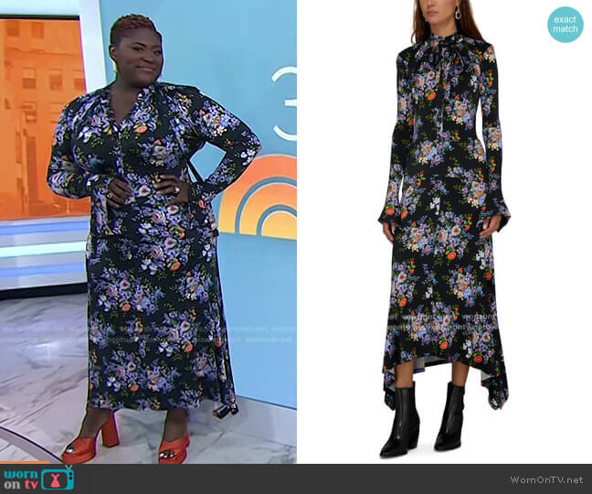 Paco Rabanne Floral Tieneck Maxi Dress worn by Danielle Brooks on Today