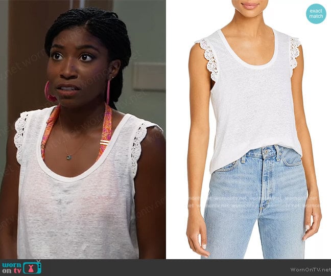 Paige Chrissy Linen Tank Top worn by Trina Robinson (Tabyana Ali) on General Hospital