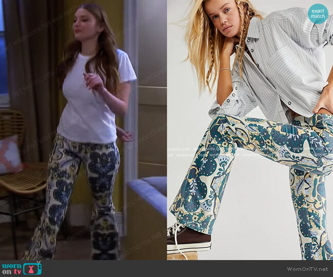 We The Free Penny Pull-On Printed Flare Jeans worn by Alice Caroline Horton (Lindsay Arnold) on Days of our Lives