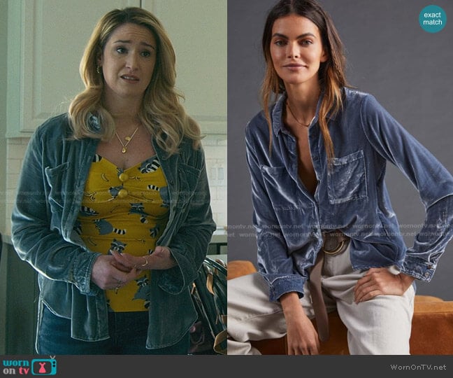 Pilcro Classic Velvet Buttondown worn by Davia (Emma Hunton) on Good Trouble