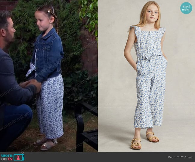 Polo Ralph Lauren Little Girl's & Girl's Floral Linen-Cotton Jumpsuit worn by Rachel Black (Finley Rose Slater) on Days of our Lives