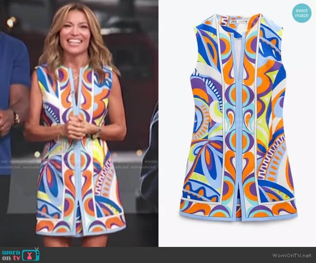 Printed Short Dress by Zara worn by Kit Hoover on Access Hollywood