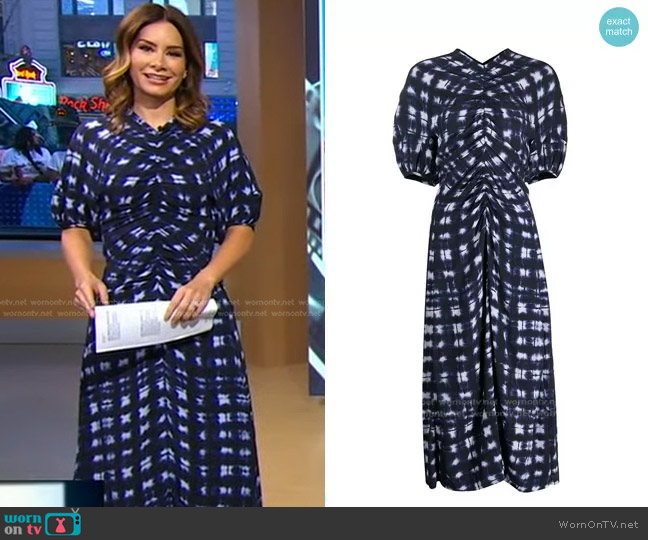WornOnTV: Rebecca’s blue tie dye check dress on Good Morning America ...