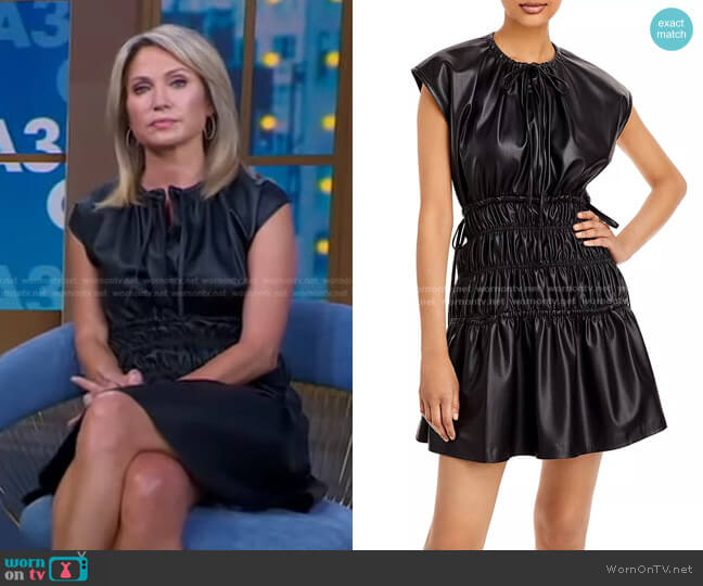 Proenza Schouler White Label Faux Leather Drawstring Dress worn by Amy Robach on Good Morning America