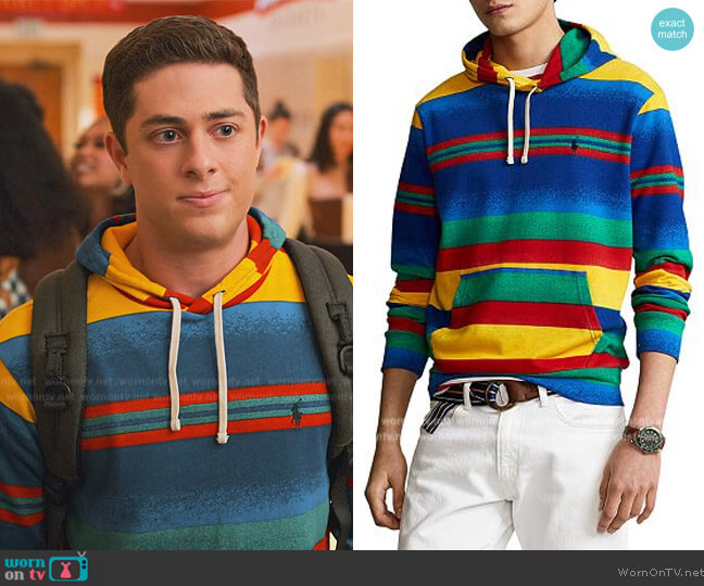 Polo Ralph Lauren Striped Spa Terry Hoodie worn by (Jaren Lewison) on Never Have I Ever