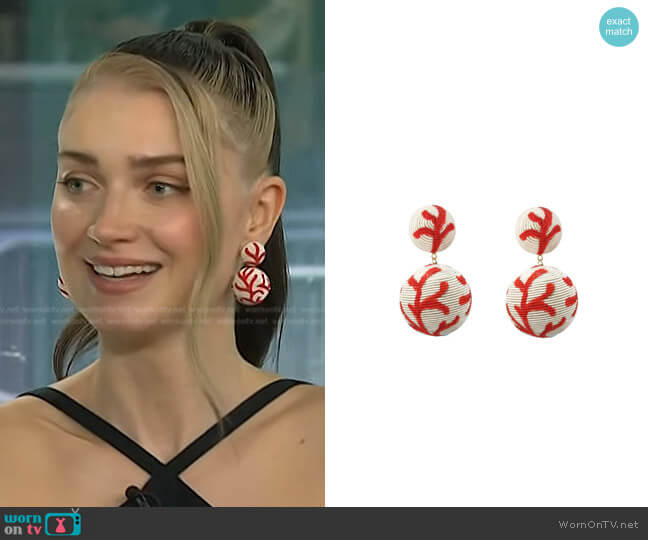 Rebecca De Ravenel Hand painted bonbon in Coral worn by Eve Hewson on Today