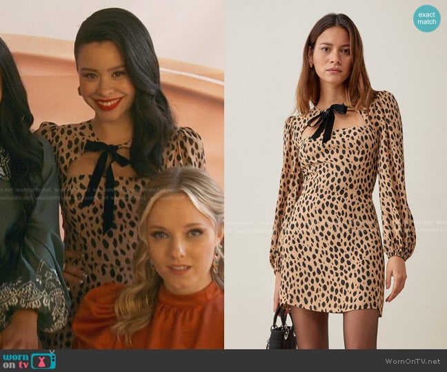 Wornontv Marianas Leopard Tie Neck Mini Dress On Good Trouble