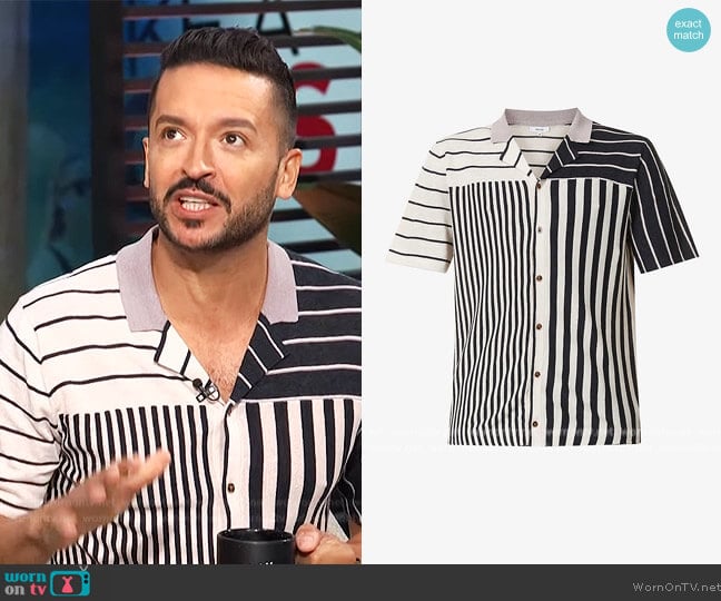 Orso striped relaxed-fit linen-blend shirt by Reiss worn by Jai Rodriguez on E! News