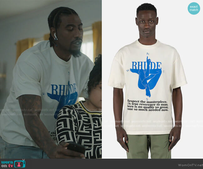 Rhude Compass T-Shirt in Vintage White worn by (Iman Shumpert) on The Chi