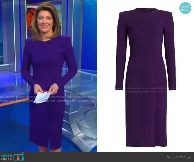 Sergio Hudson Signature Knee-Length Dress worn by Norah O'Donnell on CBS Evening News