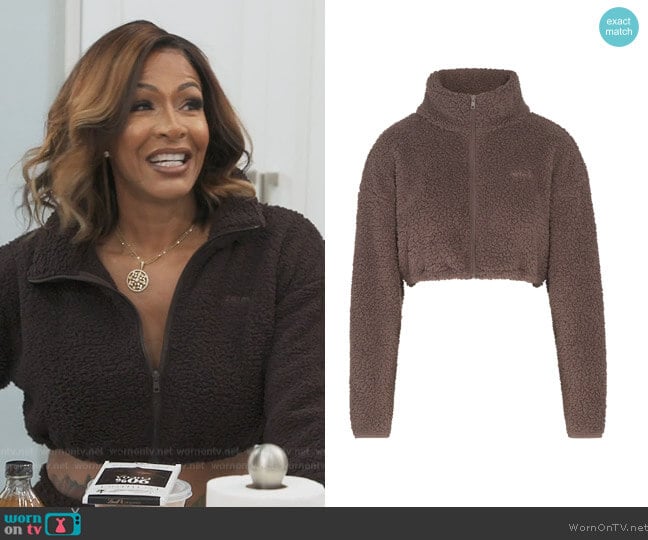 Skims Teddy Zip Up Crop Jacket worn by Sheree Whitefield on The Real Housewives of Atlanta