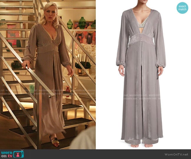 Sleeping with Jacques Simple Pleasures Francoise Velvet Maxi Dress worn by Alexis Carrington (Elaine Hendrix) on Dynasty