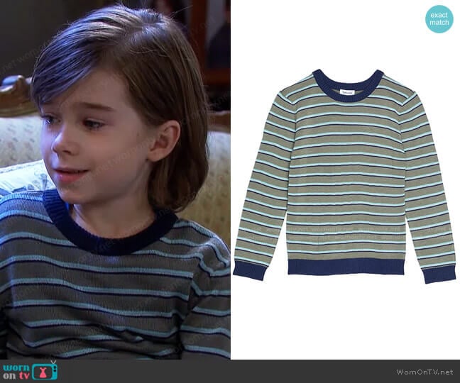 Splendid Littles Skinny Stripe Sweater worn by Thomas DiMera (Cary Christopher) on Days of our Lives