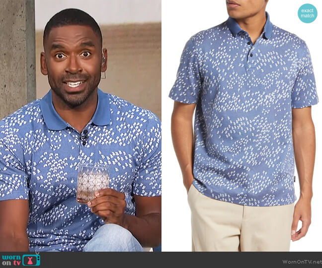 Ted Baker Pacita Floral Jacquard Cotton Polo Shirt worn by Justin Sylvester on E! News