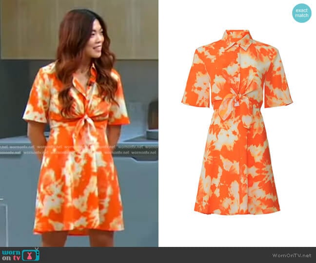 Thakoon Collective Tie Dye Shirtdress worn by Carrie Carrollo on Good Morning America