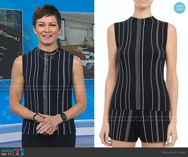 Theory Hankson Striped Shell Tank Top worn by Stephanie Gosk on Today