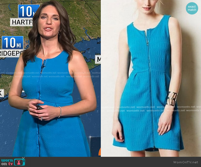 WornOnTV: Maria’s blue textured zip-front dress on Today | Maria Larosa ...
