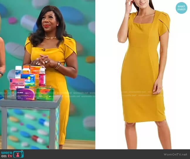 Donna Morgan Tulip Sleeve Sheath Dress worn by Dr. Christina Madison on Good Morning America