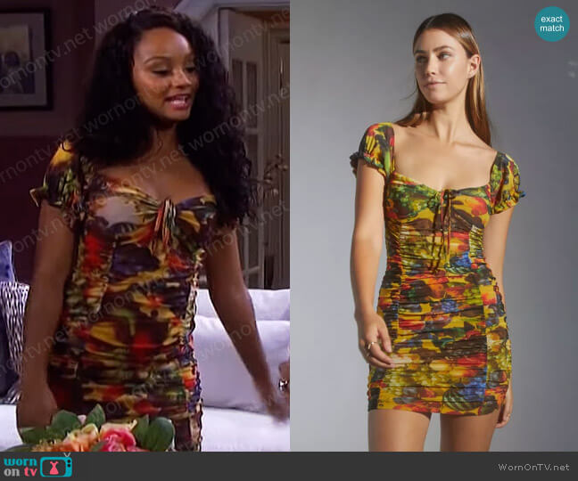 Urban Outfitters Mesh-Sleeve Party Dress worn by Chanel Dupree (Raven Bowens) on Days of our Lives