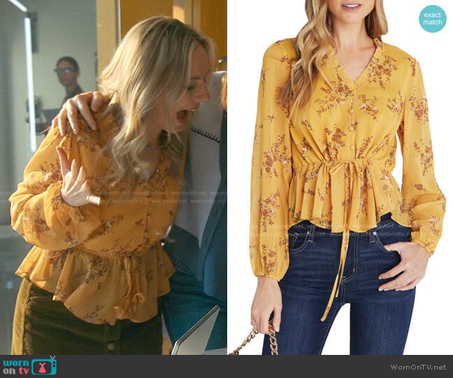 Vici Collection Peplum Blouse worn by Claire Badgley (Seri DeYoung) on Good Trouble