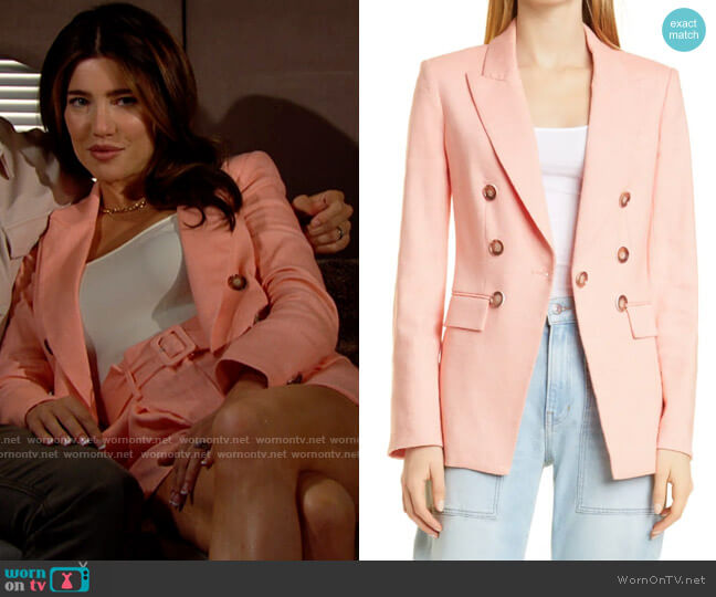 Veronica Beard Gaya Jacket in Heathered Bright Coral worn by Steffy Forrester (Jacqueline MacInnes Wood) on The Bold and the Beautiful