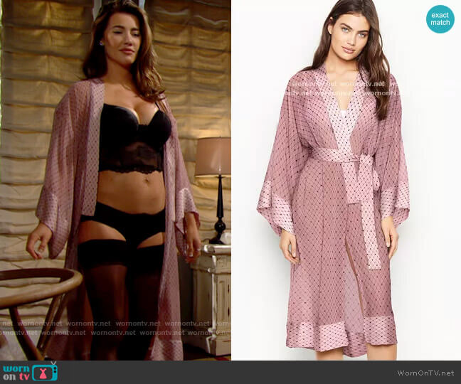  Long Kimono Robe Victorias Secret worn by Steffy Forrester (Jacqueline MacInnes Wood) on The Bold and the Beautiful