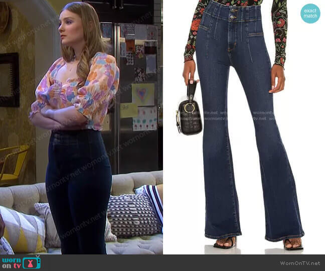 We The Free Jayde Flare Jeans in Tulsa Blue worn by Alice Caroline Horton (Lindsay Arnold) on Days of our Lives