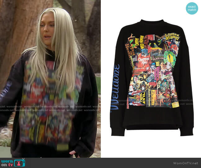 We11done Horror Collage Print Sweatshirt worn by Erika Jayne on The Real Housewives of Beverly Hills