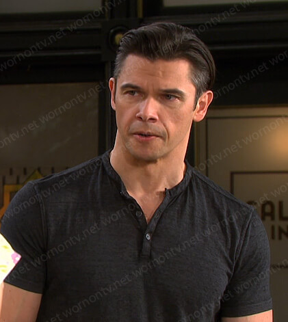 Xander's black henley tee on Days of our Lives