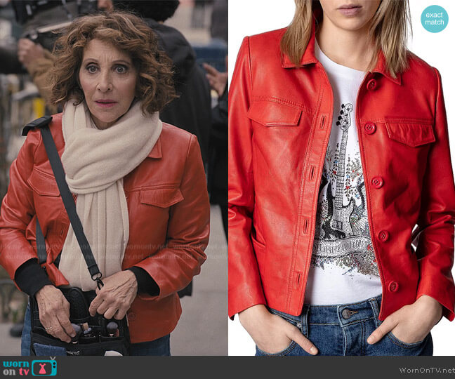 Zadig and Voltaire Liam Leather Jacket worn by (Andrea Martin) on Only Murders in the Building