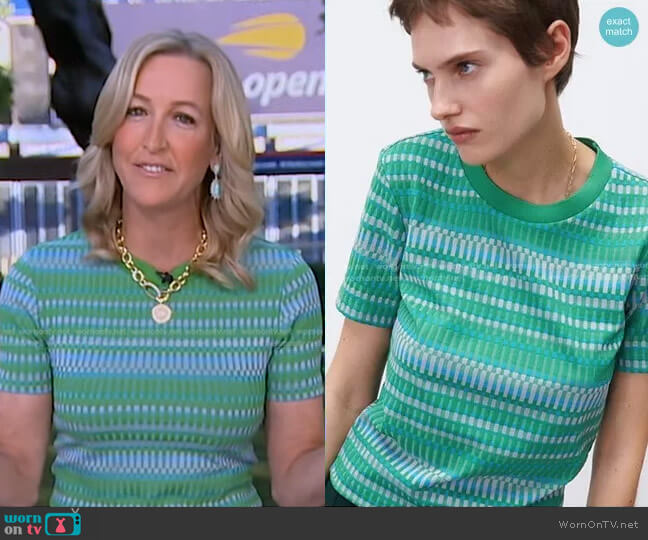 Zara Jacquard T-Shirt worn by Lara Spencer on Good Morning America