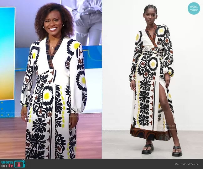 Zara Print Wrap Dress worn by Janai Norman on Good Morning America