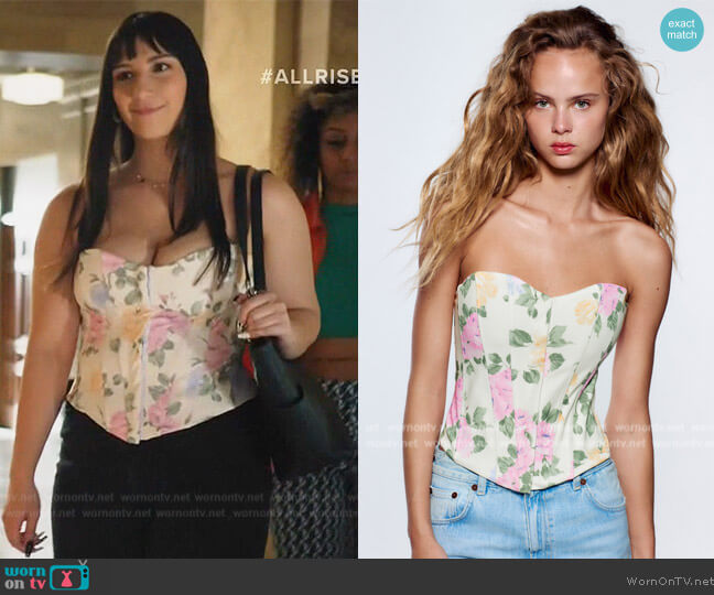 WornOnTV: Floral corset top on All Rise