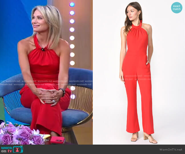 WornOnTV: Amy’s red halter jumpsuit on Good Morning America | Amy ...