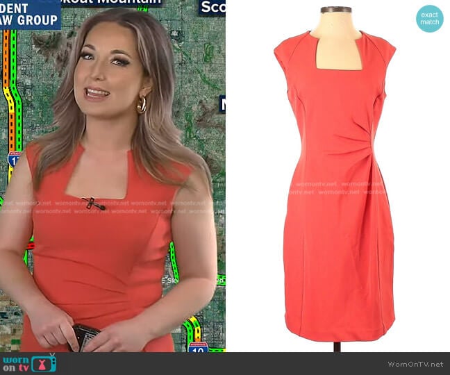 Tahari ASL Starburst Waist Dress worn by Megan Thompson on Good Morning America