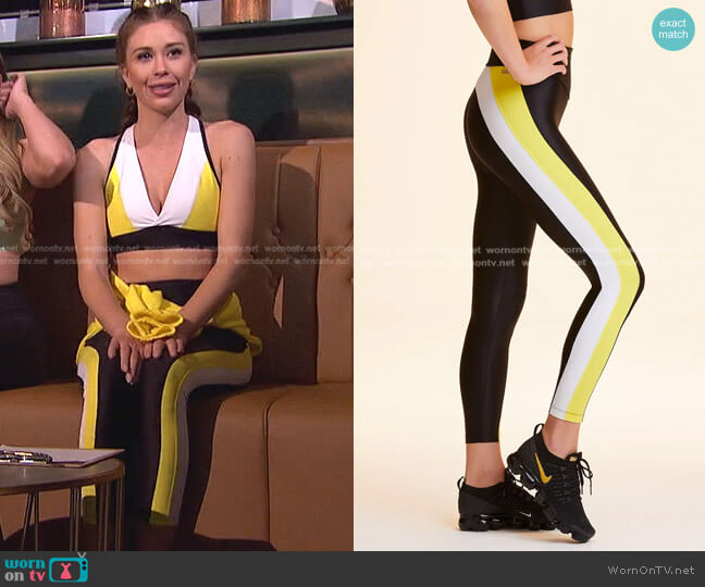 Alala Bolt Tight Leggings in White/Yellow/Black worn by Gabriela Windey on The Bachelorette