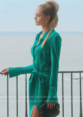 Alexandra’s green tie front mini dress on Selling the OC