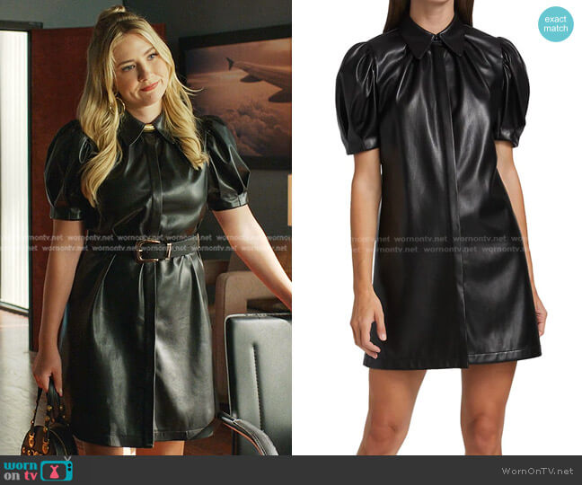 Alice + Olivia Jem Faux Leather Mini Dress worn by Amanda Carrington (Eliza Bennett) on Dynasty