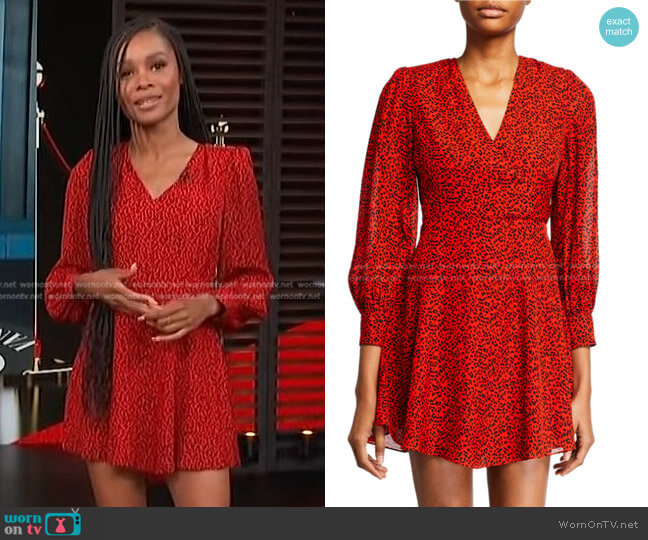 Alice + Olivia Polly Animal-Print Dress worn by Zuri Hall on Access Hollywood